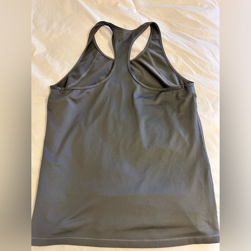 Nike Dri-FIT Gray Racerback Dri-Fit Tank Top with Black Logo - Picture 6 of 8